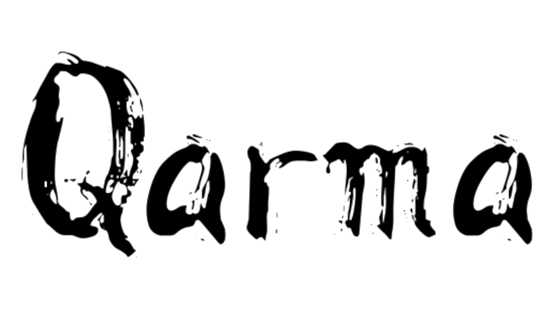 Qarma Logo,  Un cuervo mezclado con el símbolo budista de Karma en trazos de un color